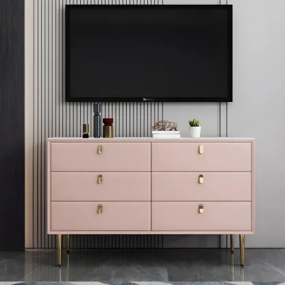 Traditional Stone Dresser in Orange with Metal legs for Home Image - 28