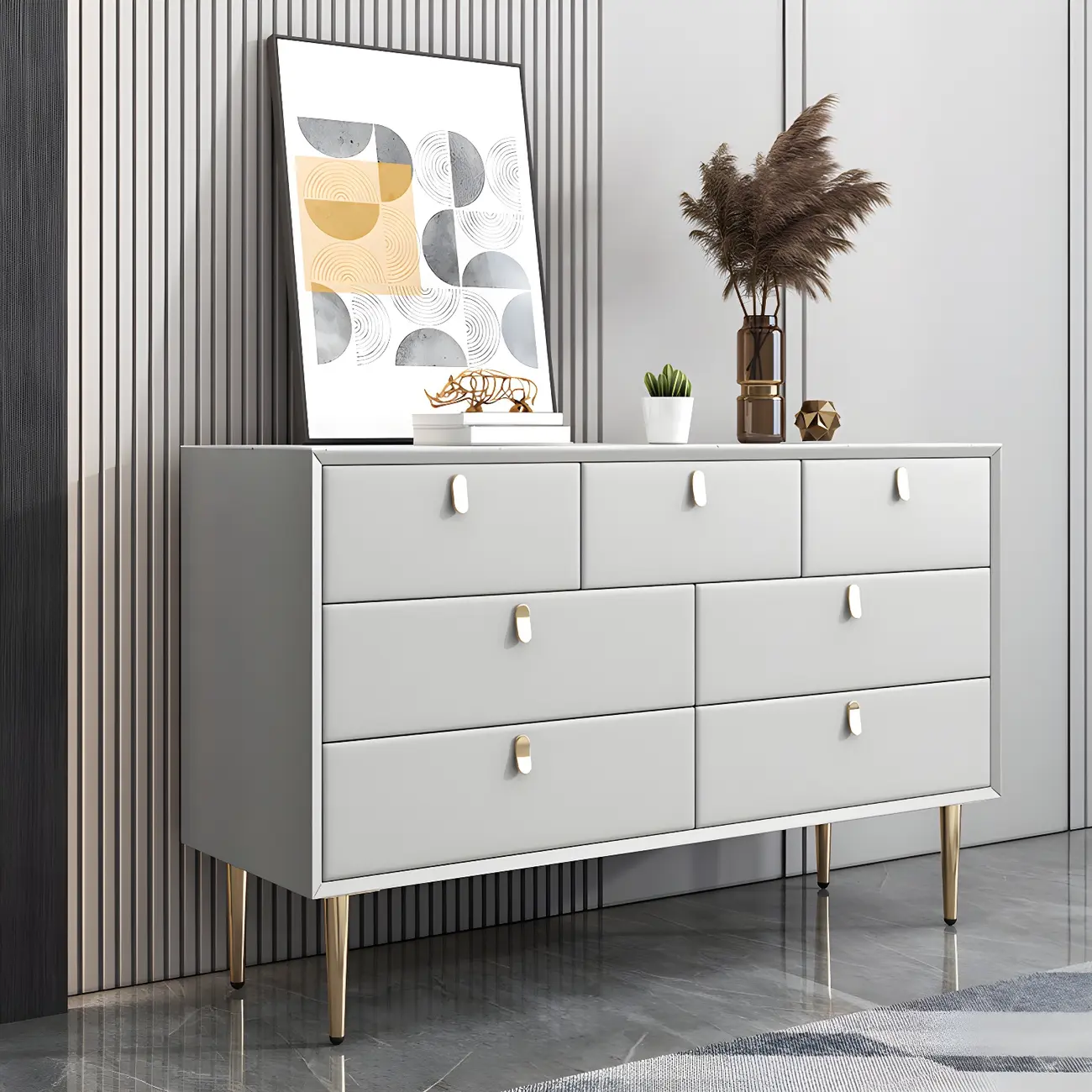 Traditional Stone Dresser in Orange with Metal legs for Home Image - 30 | homeyfad