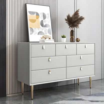 Traditional Stone Dresser in Orange with Metal legs for Home Image - 30
