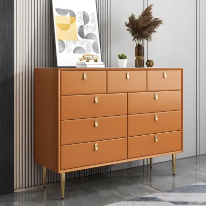 Traditional Stone Dresser in Orange with Metal legs for Home Image - 37