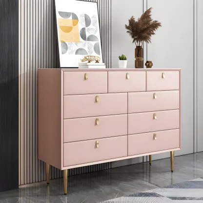 Traditional Stone Dresser in Orange with Metal legs for Home Image - 38