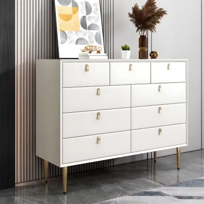 Traditional Stone Dresser in Orange with Metal legs for Home Image - 42