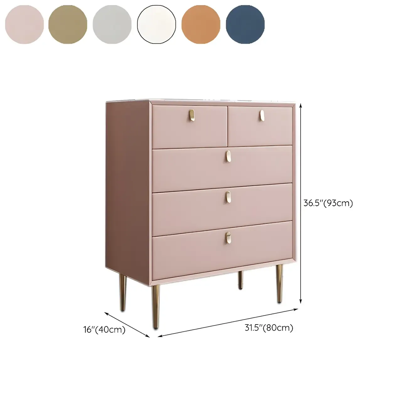 Traditional Stone Dresser in Orange with Metal legs for Home #size