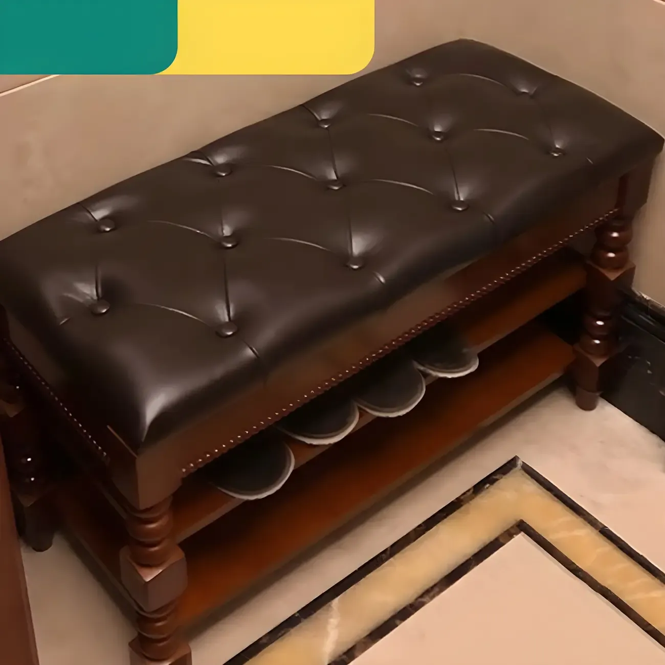 Victorian Solid Wood Flip-Top Shoe Storage Entryway Bench Image - 5