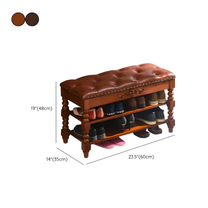 Victorian Solid Wood Flip-Top Shoe Storage Entryway Bench Image - 15