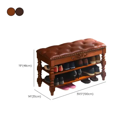 Victorian Solid Wood Flip-Top Shoe Storage Entryway Bench Image - 19