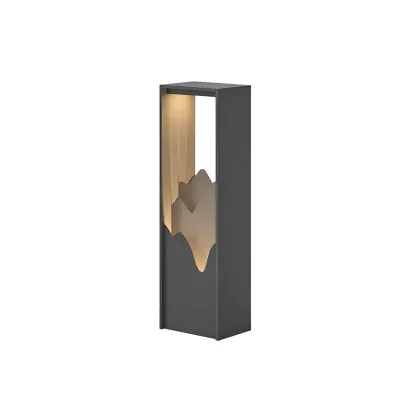 Vertical Geometric Mountain Outline Post Cap Light Image - 2