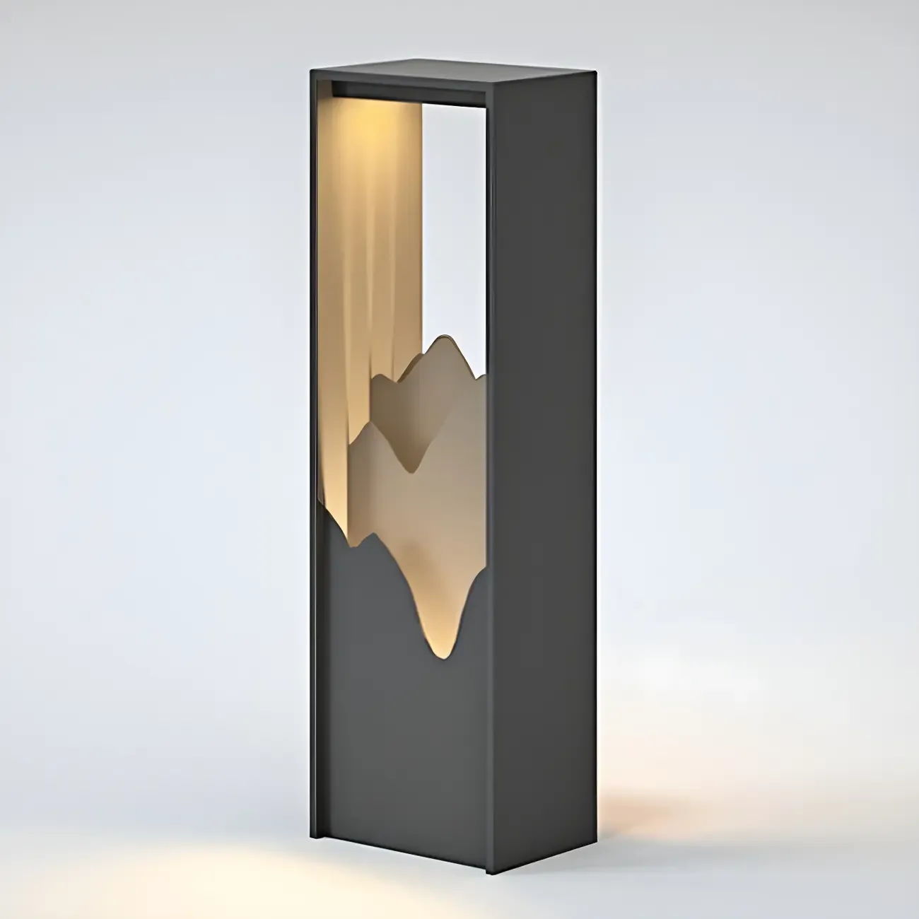 Vertical Geometric Mountain Outline Post Cap Light Image - 13