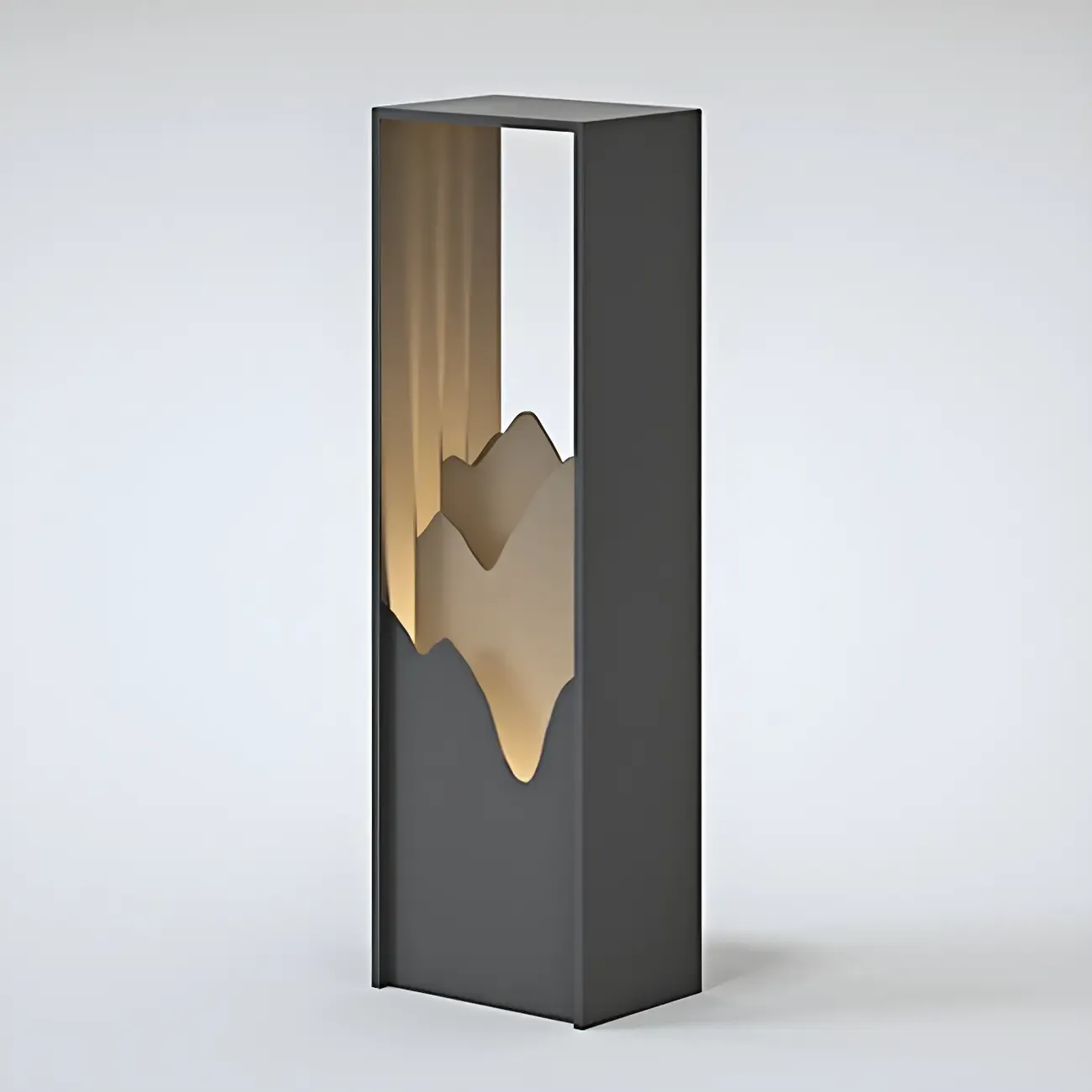 Vertical Geometric Mountain Outline Post Cap Light Image - 12