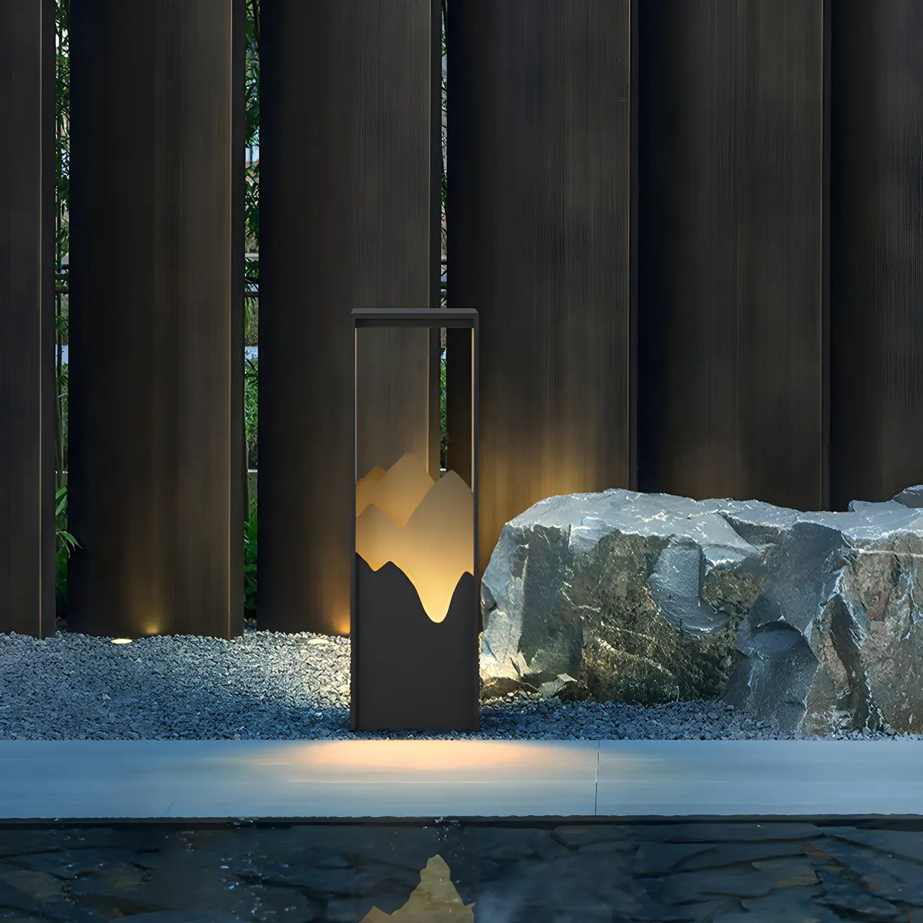 Vertical Geometric Mountain Outline Post Cap Light Image - 7 | homeyfad