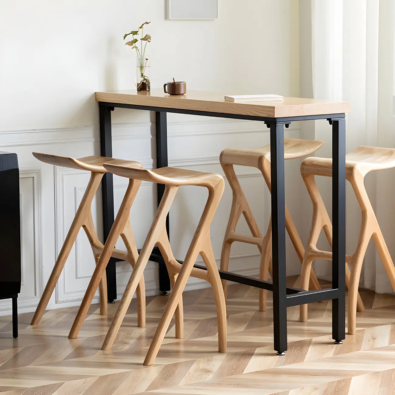 Counter Height Backless Wood Minimalist Bar Stools Image - 5 | homeyfad