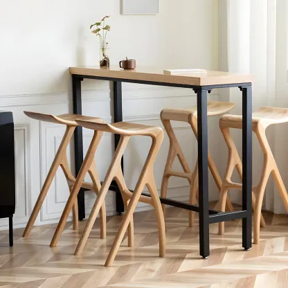 Counter Height Backless Wood Minimalist Bar Stools Image - 5