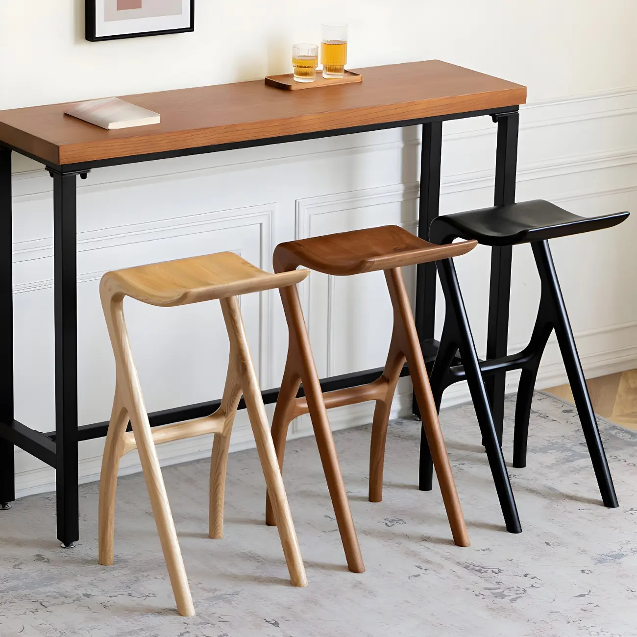 Counter Height Backless Wood Minimalist Bar Stools Image - 1 | homeyfad