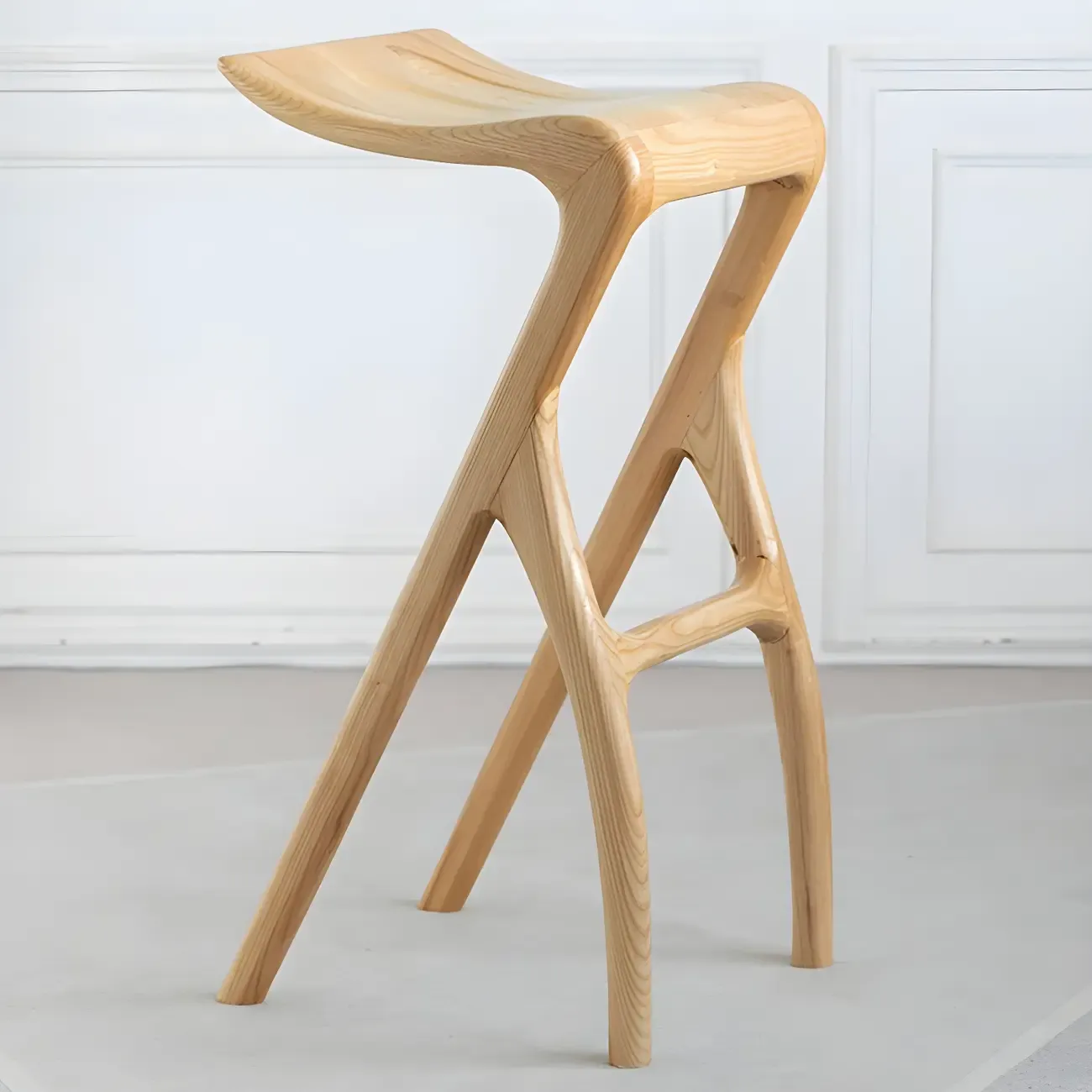 Counter Height Backless Wood Minimalist Bar Stools Image - 11