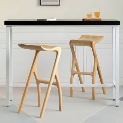 Counter Height Backless Wood Minimalist Bar Stools Image - 3