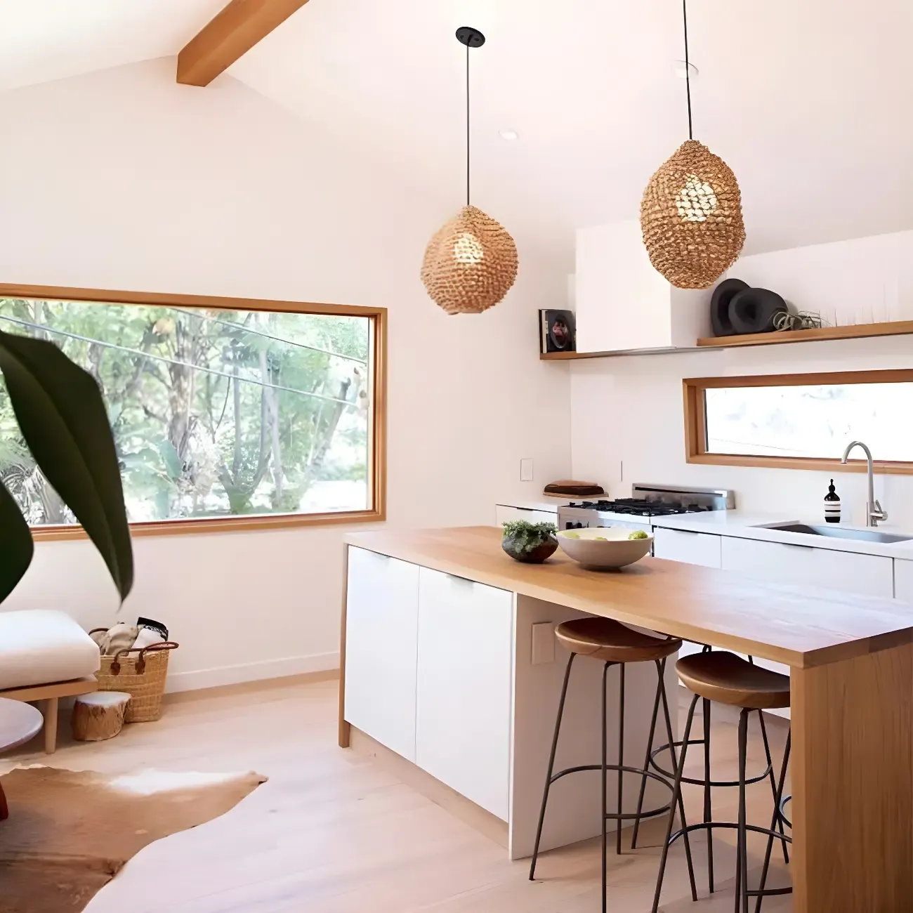 Modern Solid Wood Counter Height Bar Stools Image - 4