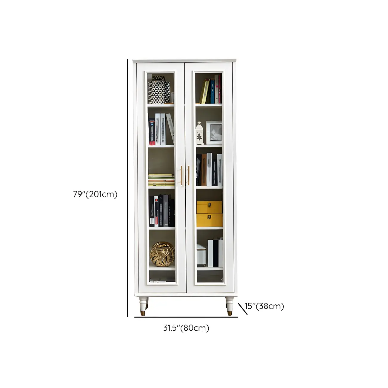 Modern White Engineered Wood Glass Door Bookcase | homeyfad