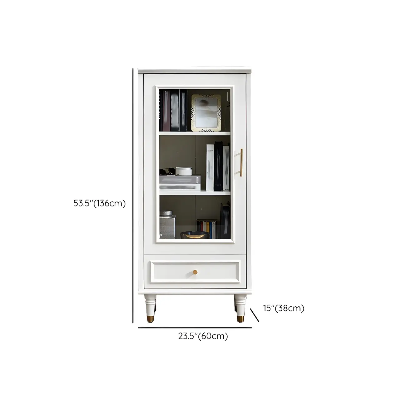 Modern White Engineered Wood Glass Door Bookcase | homeyfad