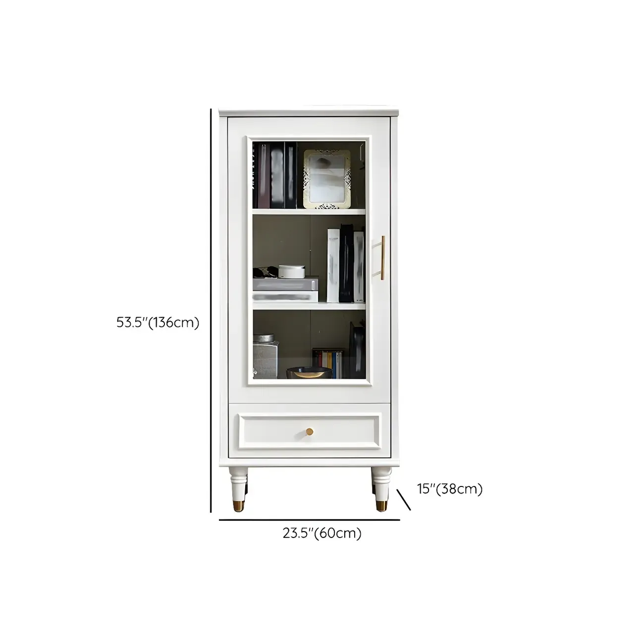 Modern White Engineered Wood Glass Door Bookcase