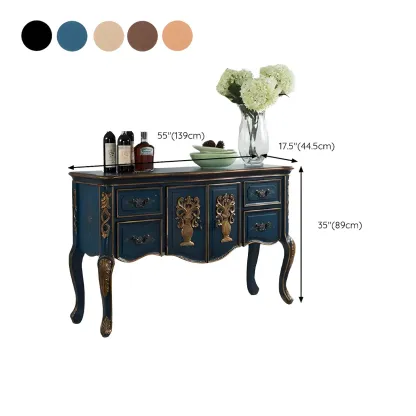 French Coffee Wood Storage Console Table with Drawers #size