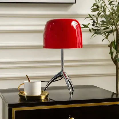 Nordic Modern Tripod Silver and Glass Table Lamp in Metal Base Image - 4