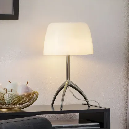 Nordic Modern Tripod Silver and Glass Table Lamp in Metal Base Image - 1