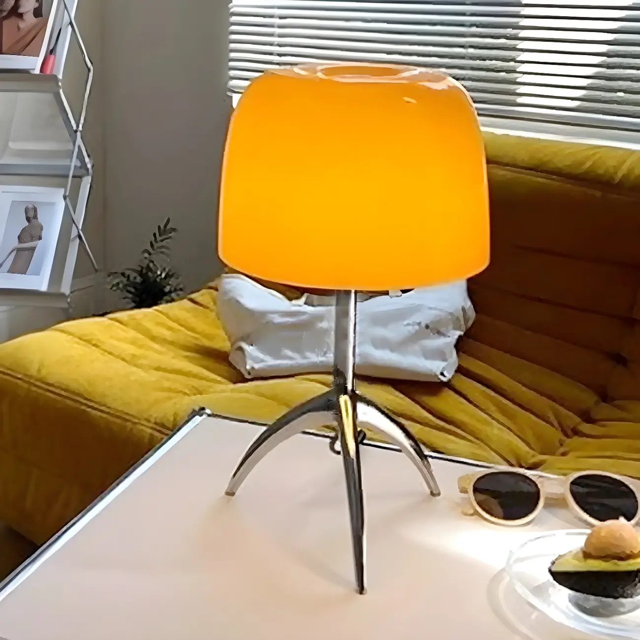 Nordic Modern Tripod Silver and Glass Table Lamp in Metal Base Image - 14 | homeyfad