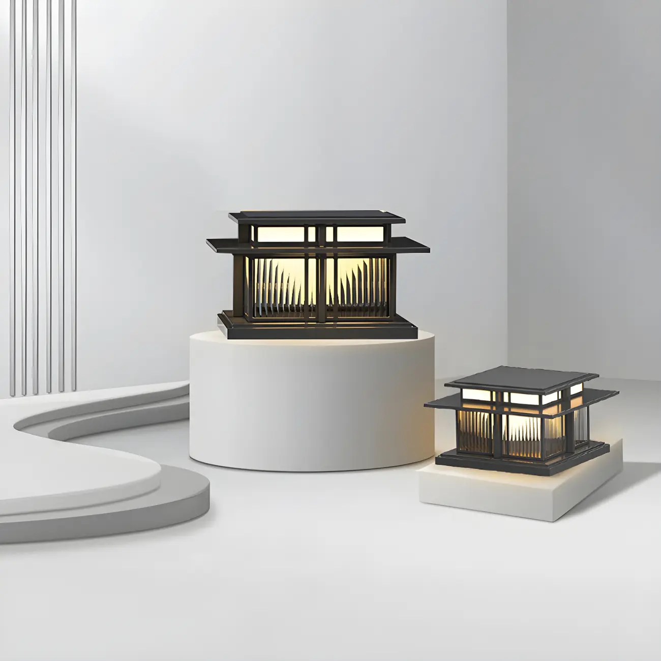 Solar Black Metal Tiered Structure Post Cap Light Image - 1 | homeyfad