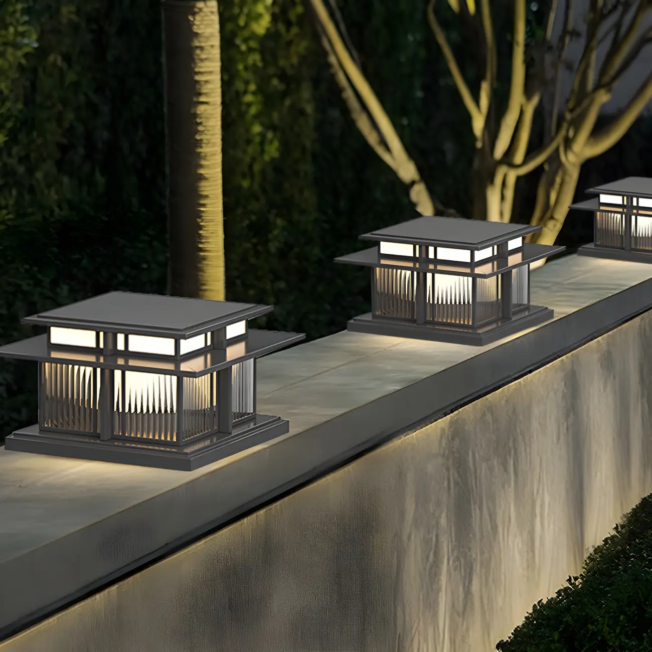 Solar Black Metal Tiered Structure Post Cap Light Image - 5 | homeyfad