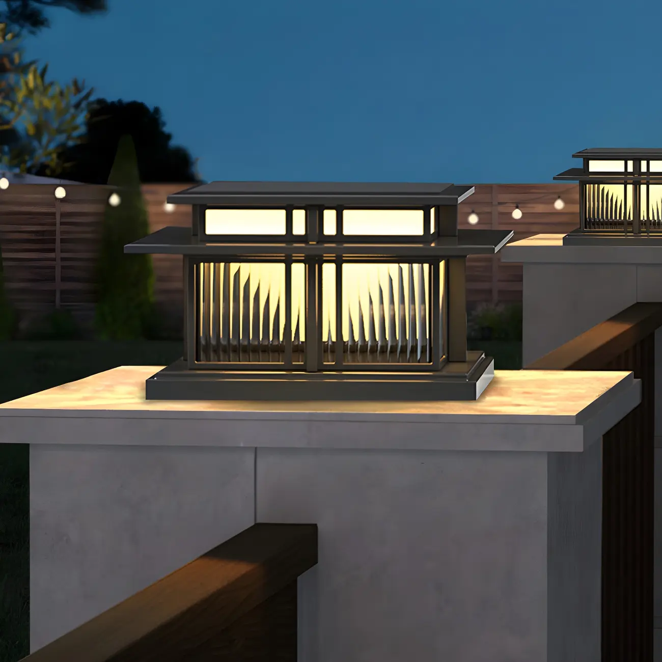 Solar Black Metal Tiered Structure Post Cap Light Image - 7 | homeyfad