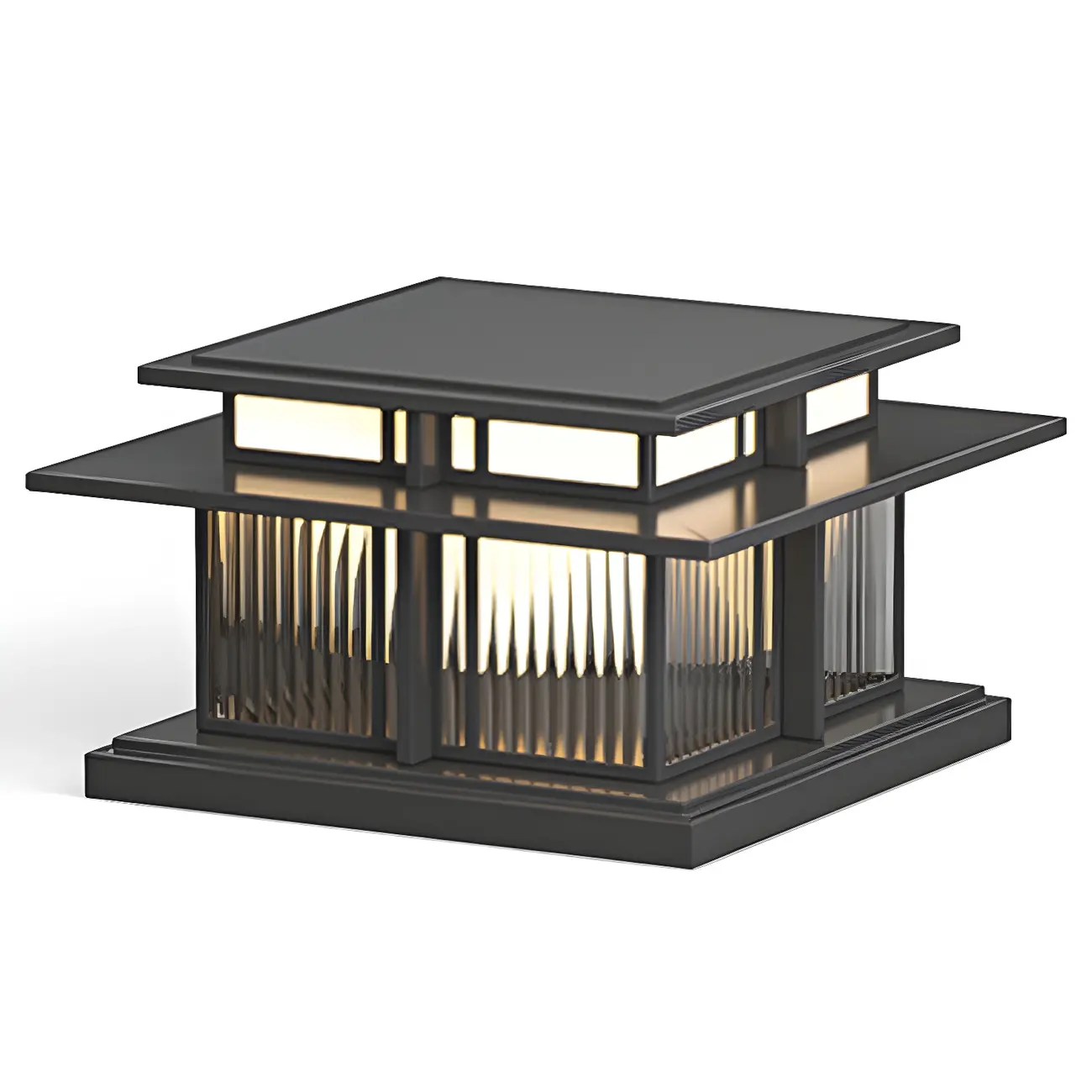 Solar Black Metal Tiered Structure Post Cap Light Image - 11 | homeyfad