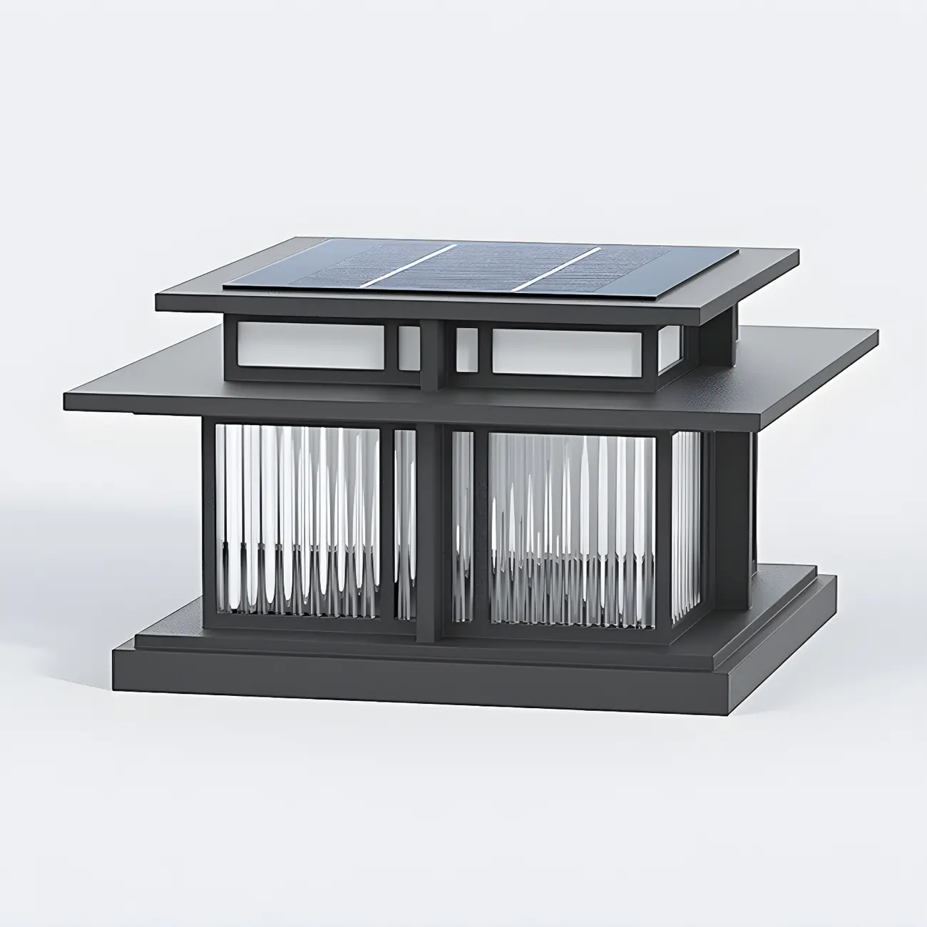 Solar Black Metal Tiered Structure Post Cap Light Image - 12 | homeyfad