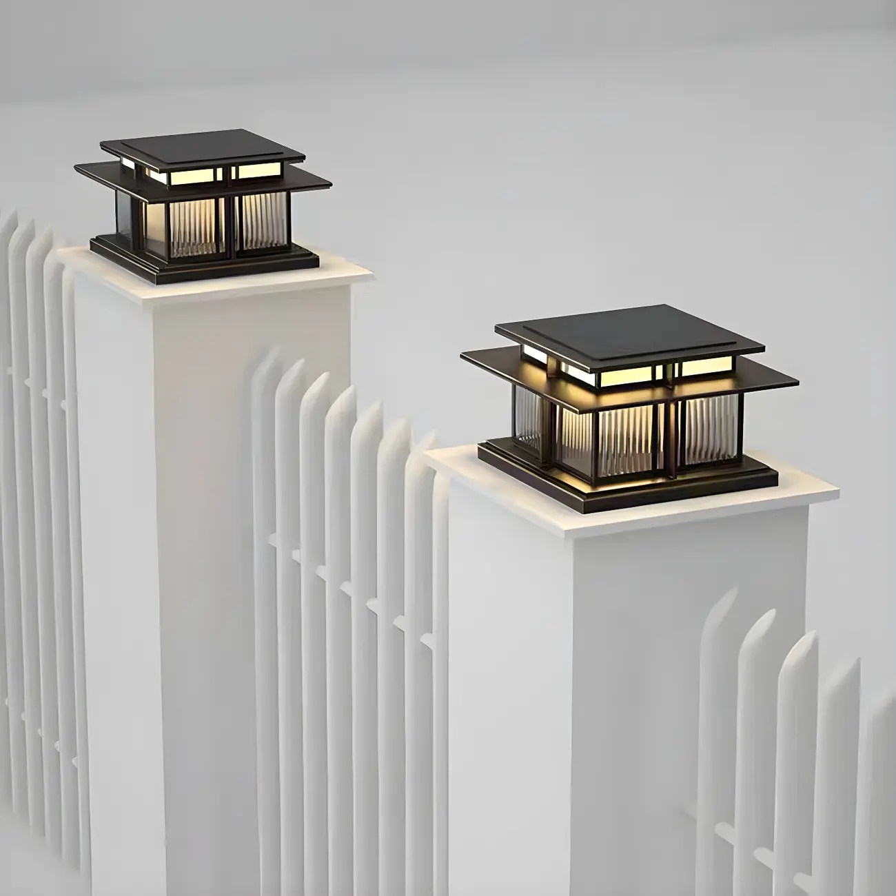 Solar Black Metal Tiered Structure Post Cap Light Image - 3 | homeyfad