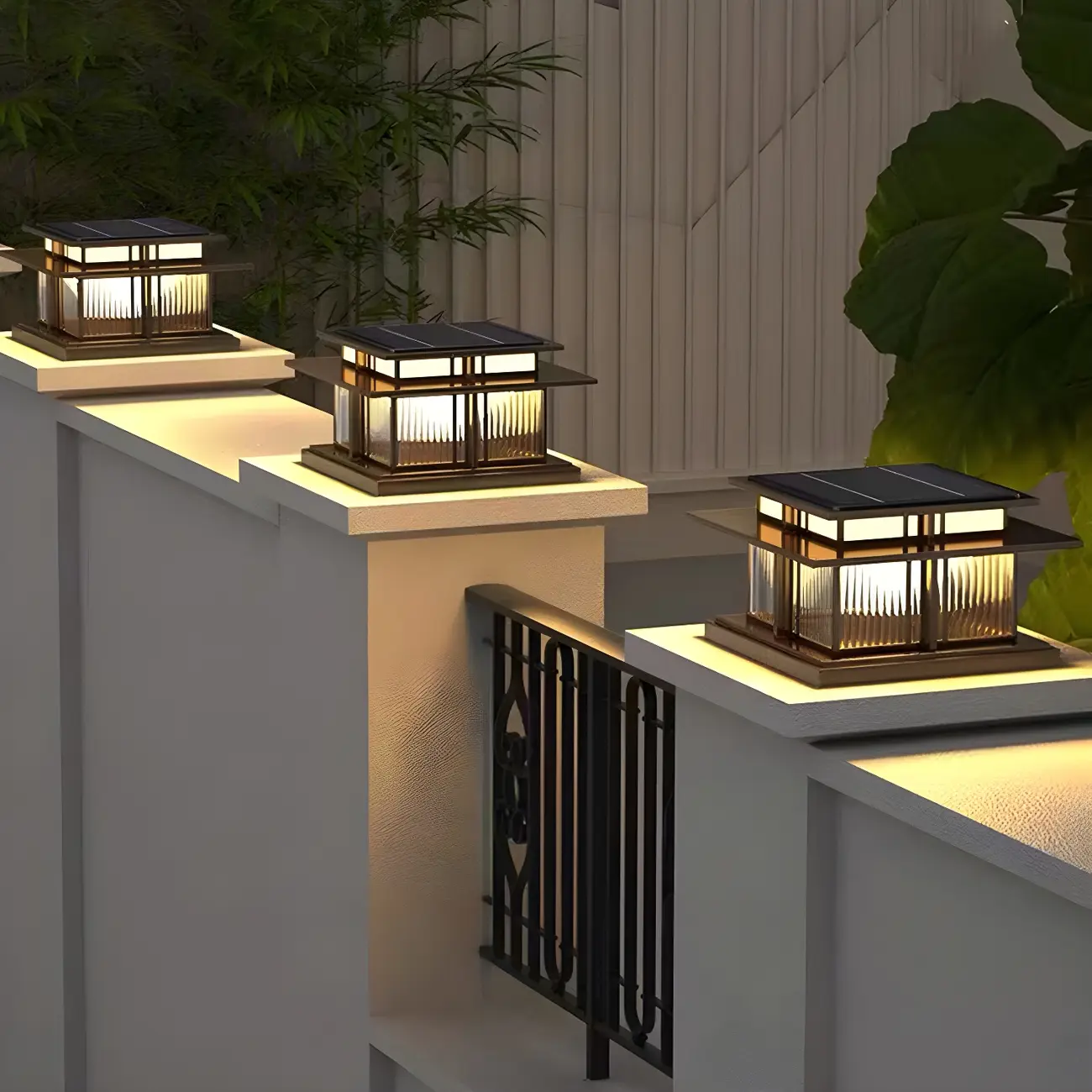 Solar Black Metal Tiered Structure Post Cap Light Image - 10 | homeyfad