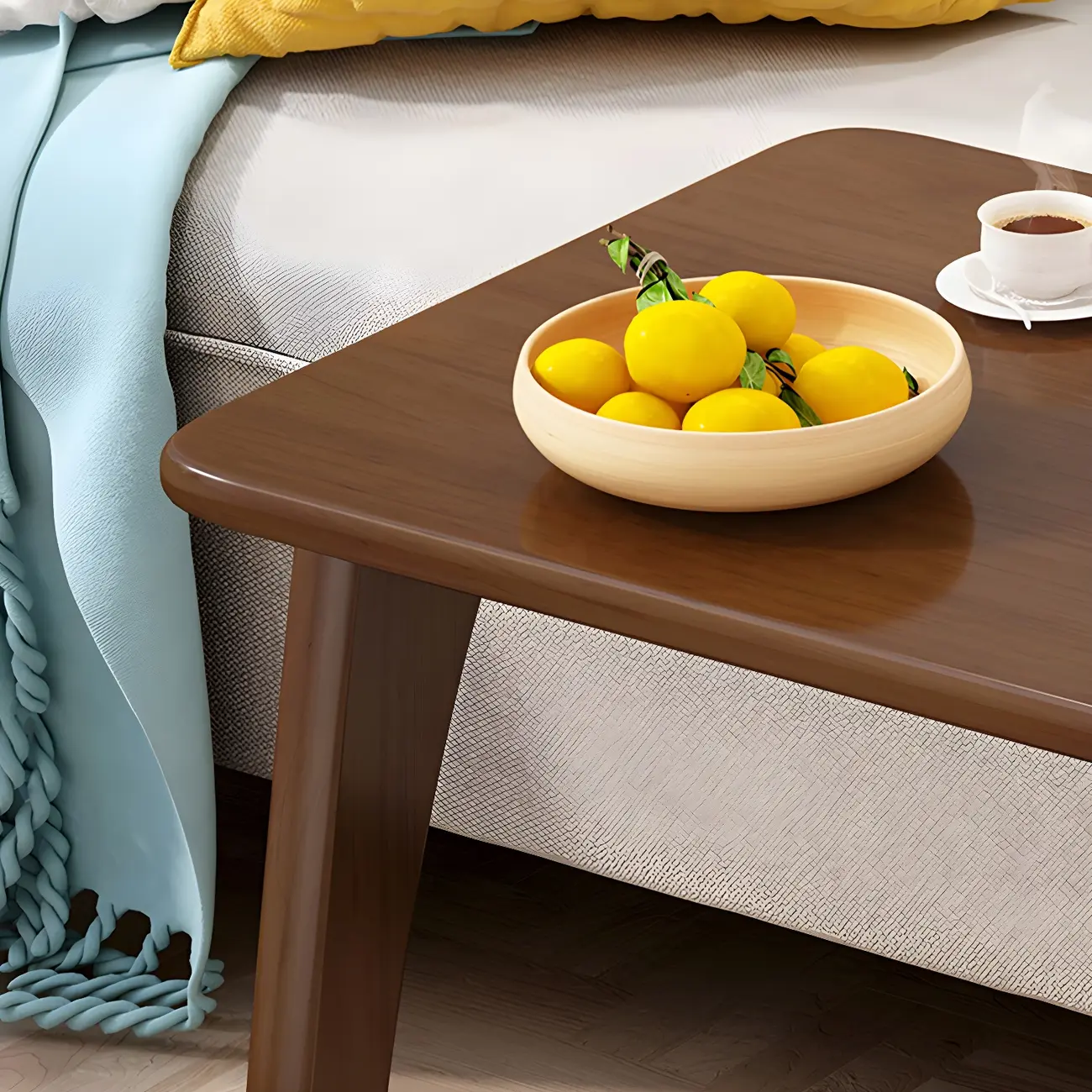 C-Shaped Walnut Storage Mobile Side Table with Tray Top Image - 13 | homeyfad