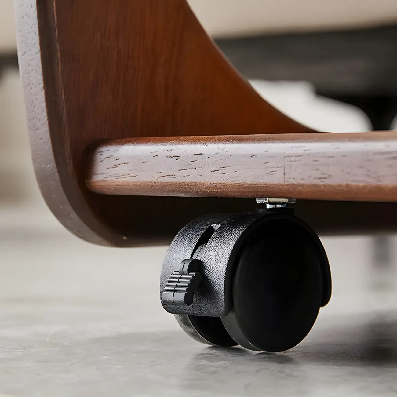 C-Shaped Walnut Storage Mobile Side Table with Tray Top Image - 15