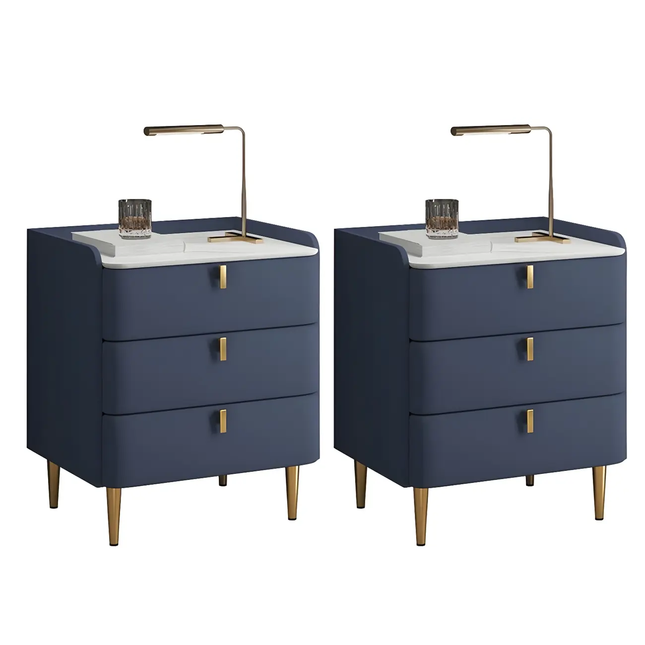 Glam Leather Sintered Stone Top Nightstand with Drawers Image - 22 | homeyfad