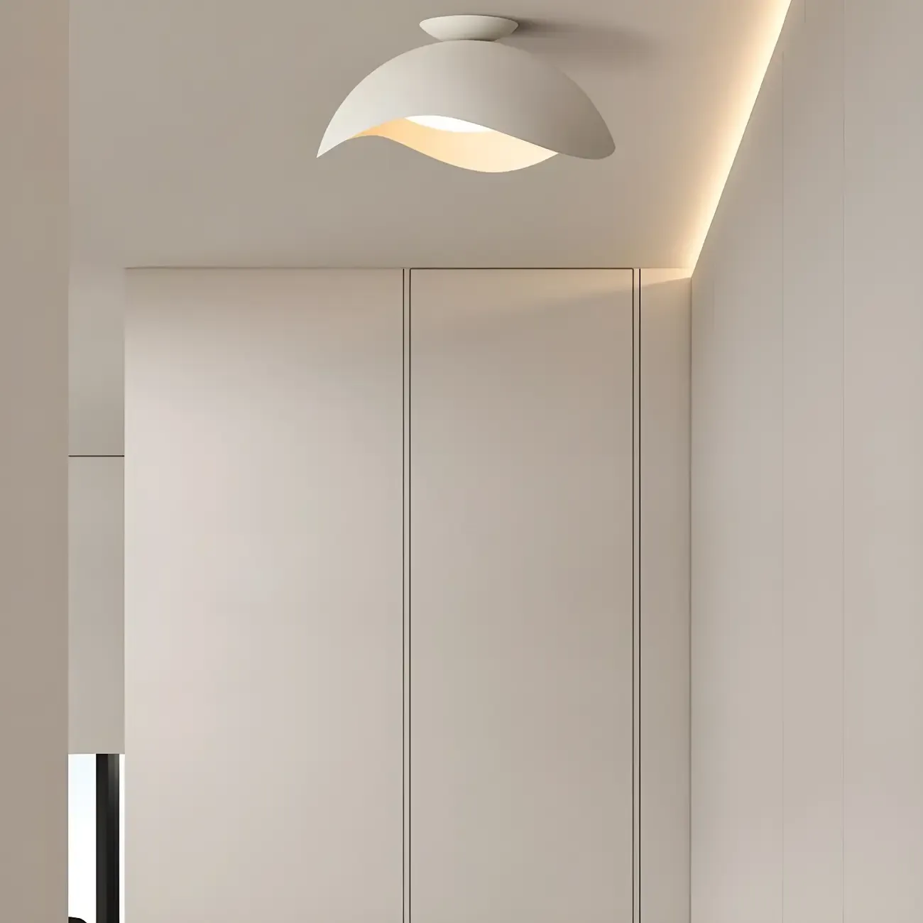 Modern White Wave Curved Dome LED Flush Mount Ceiling Light Image - 4