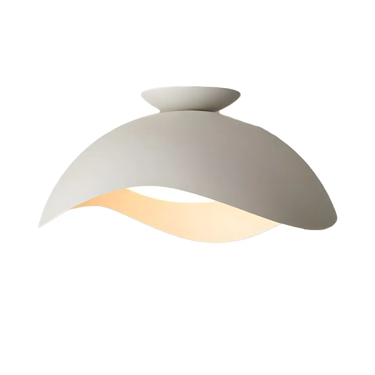Modern White Wave Curved Dome LED Flush Mount Ceiling Light Image - 6