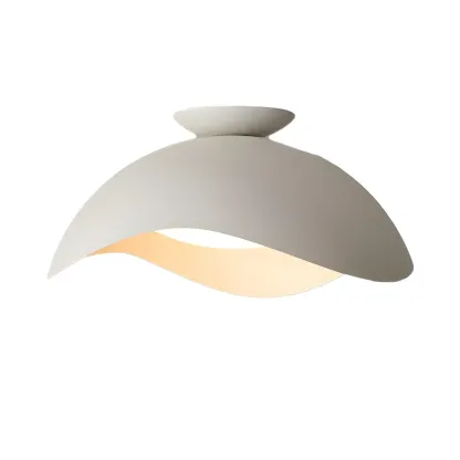 Modern White Wave Curved Dome LED Flush Mount Ceiling Light Image - 6