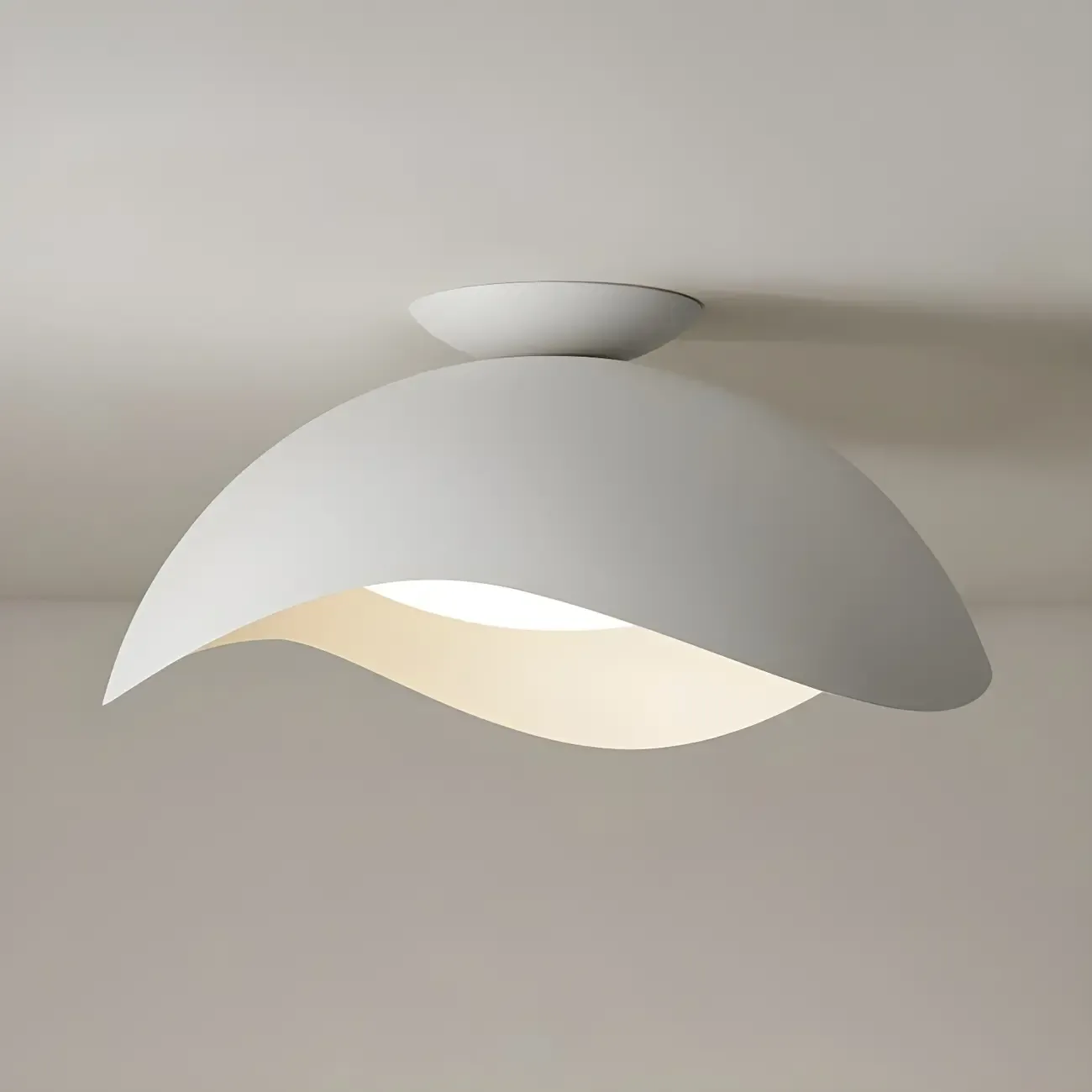 Modern White Wave Curved Dome LED Flush Mount Ceiling Light Image - 7