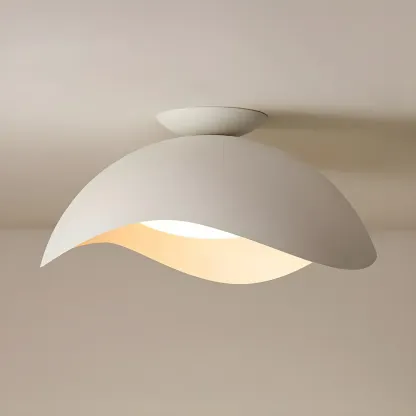 Modern White Wave Curved Dome LED Flush Mount Ceiling Light Image - 8
