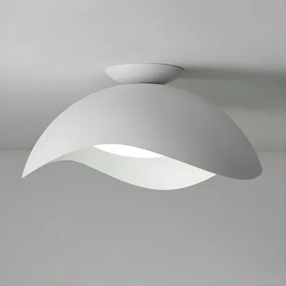 Modern White Wave Curved Dome LED Flush Mount Ceiling Light Image - 10