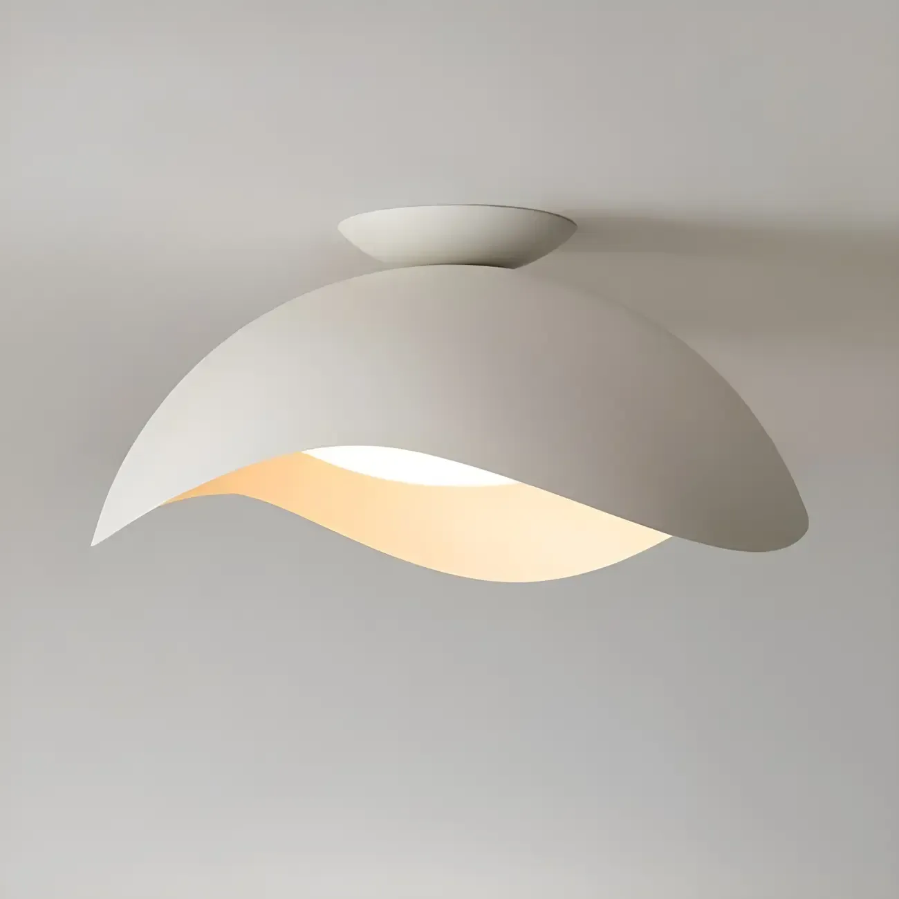 Modern White Wave Curved Dome LED Flush Mount Ceiling Light Image - 11