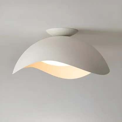 Modern White Wave Curved Dome LED Flush Mount Ceiling Light Image - 11