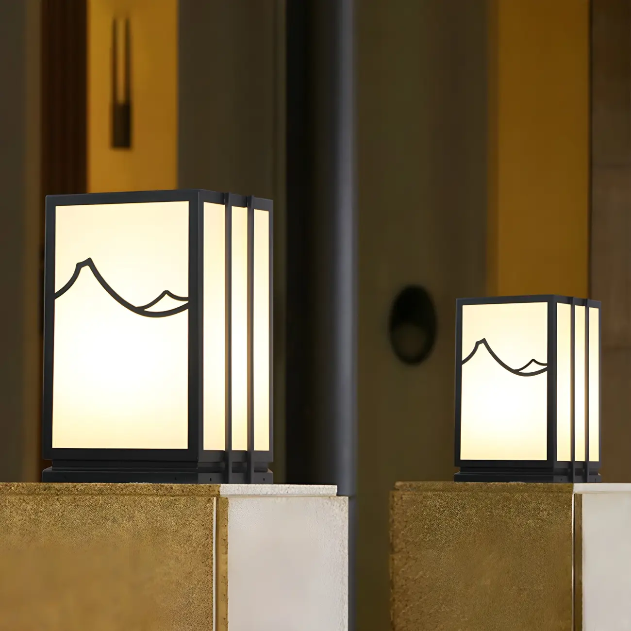 Sophisticated Rectangle Vertical White Shade Post Cap Light Image - 1 | homeyfad