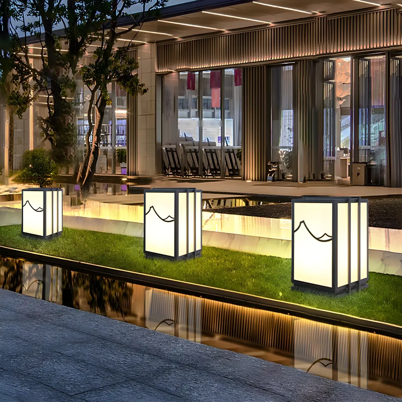 Sophisticated Rectangle Vertical White Shade Post Cap Light Image - 2