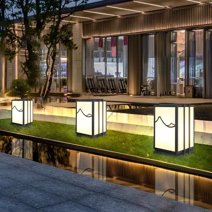 Sophisticated Rectangle Vertical White Shade Post Cap Light Image - 2