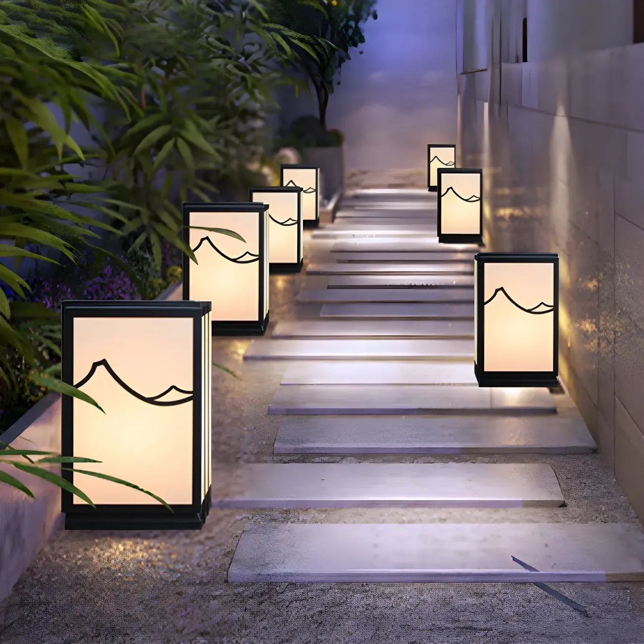 Sophisticated Rectangle Vertical White Shade Post Cap Light Image - 3