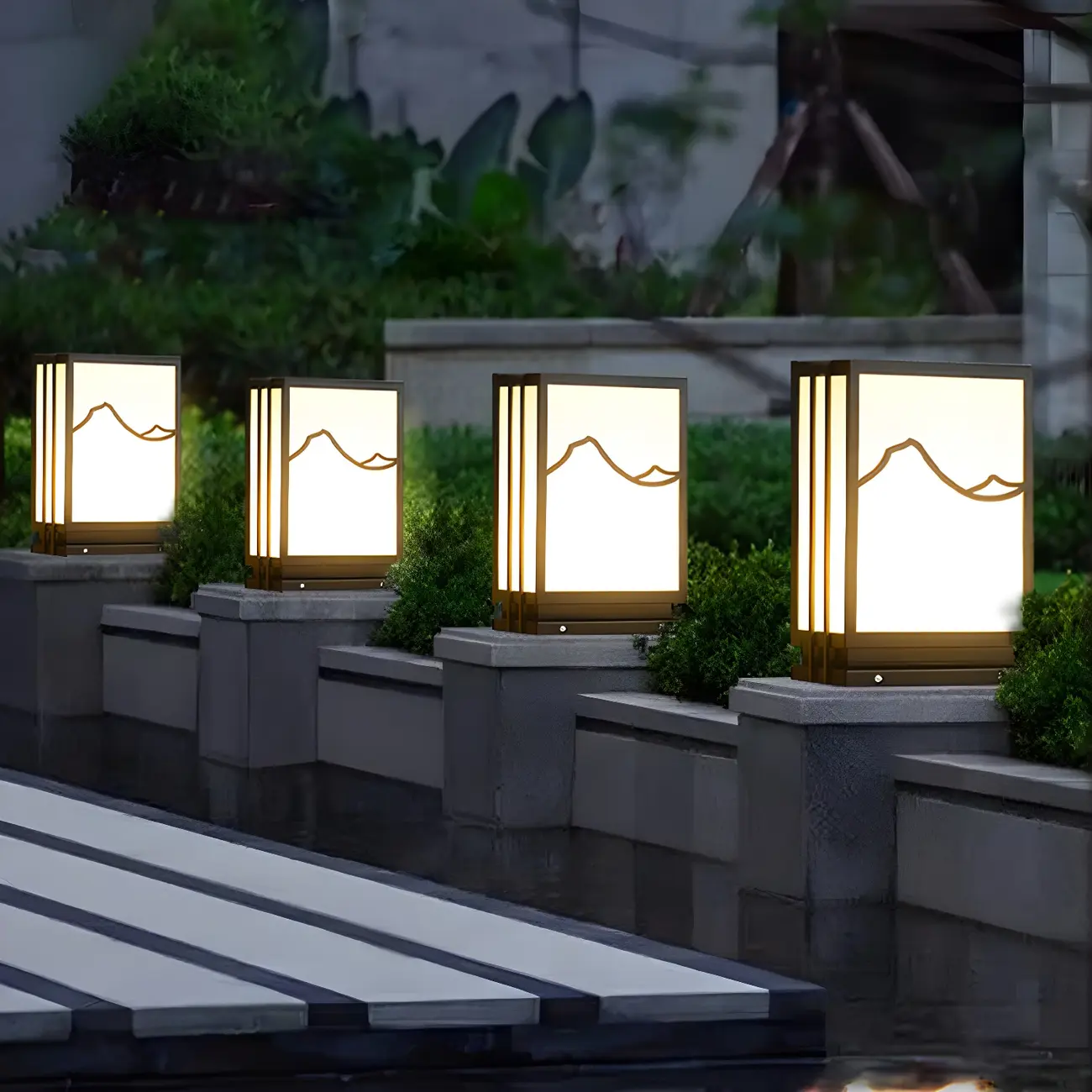 Sophisticated Rectangle Vertical White Shade Post Cap Light Image - 5 | homeyfad